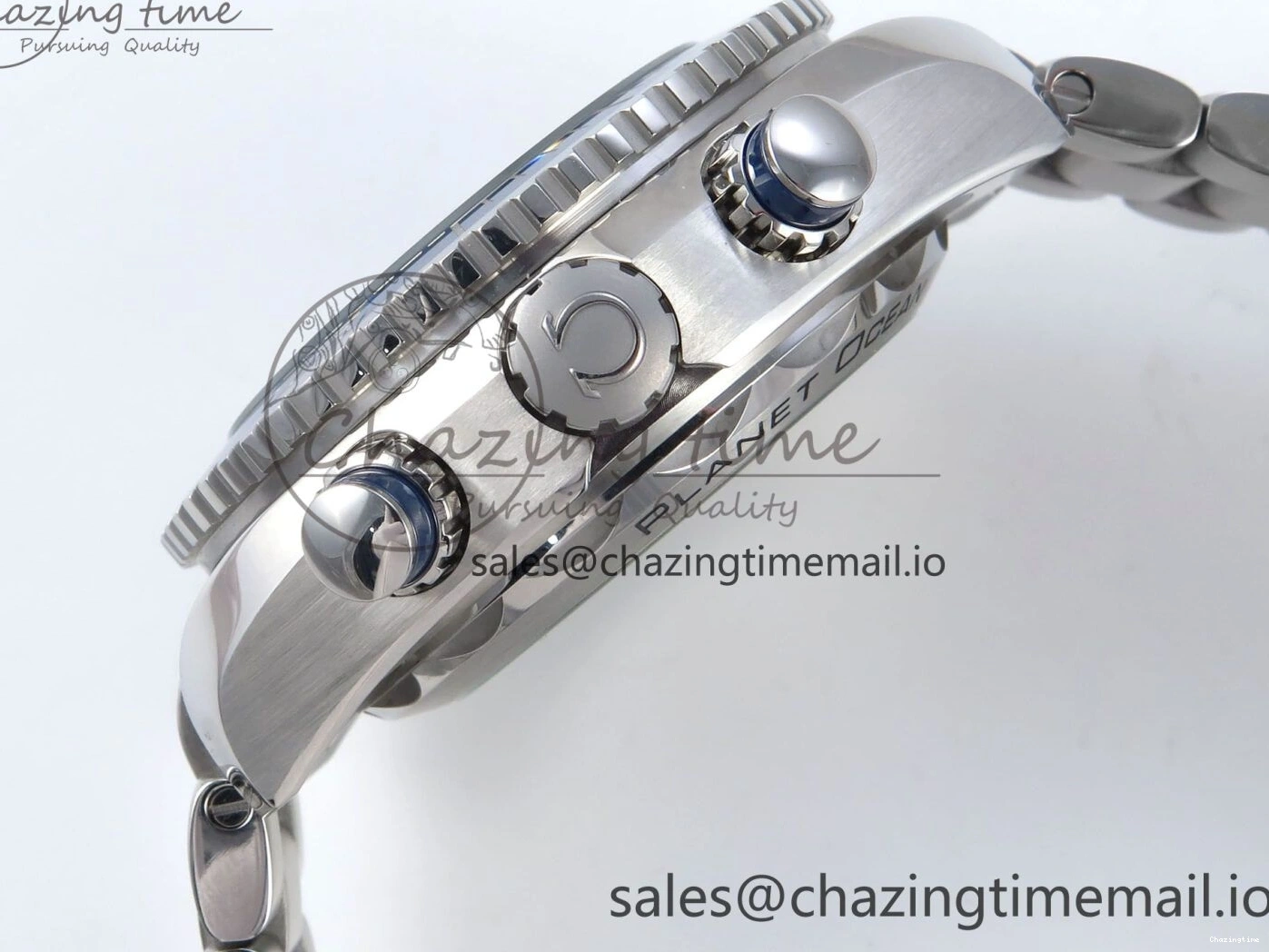 0407 Planet Ocean Master Chronometer 600M 45.5mm SS SCF 1:1 Best Edition Blue Bezel Blue Dial on SS Bracelet A9900 Super Clone Lightweight 7676